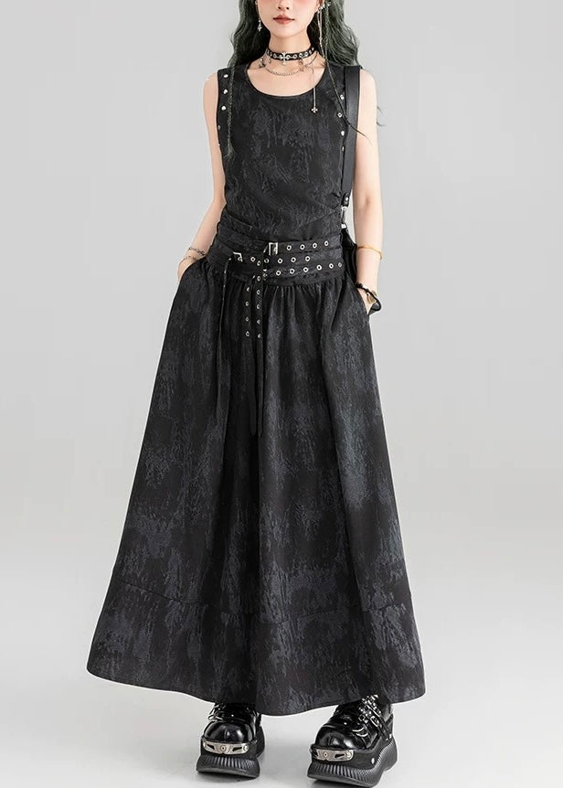 DARK MARBLE BELTED DRESS / LG1602