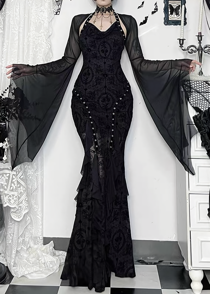 GOTHIC EYELET LACE LONG DRESS / LG1679