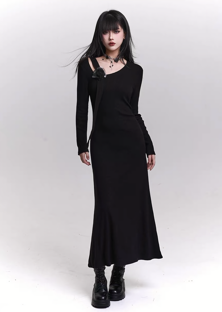 PETAL APPLIQUÉ LONG DRESS / LG1475