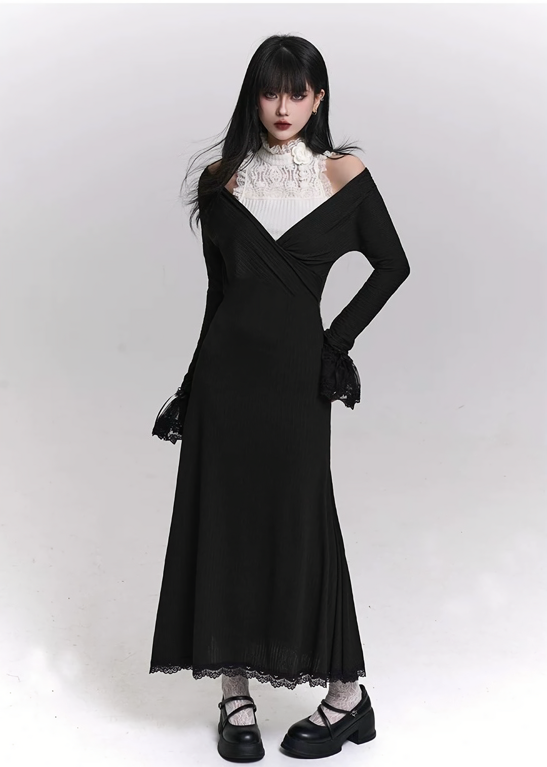 LACE DOCKING LONG DRESS / LG1451
