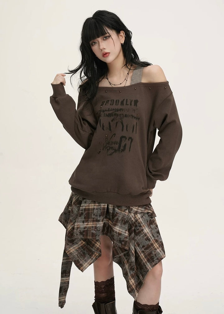 Vintage Print Loose Sweat / LG1380
