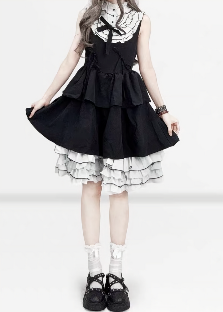 MONOTONE LAYERED FRILL DRESS /LG1621
