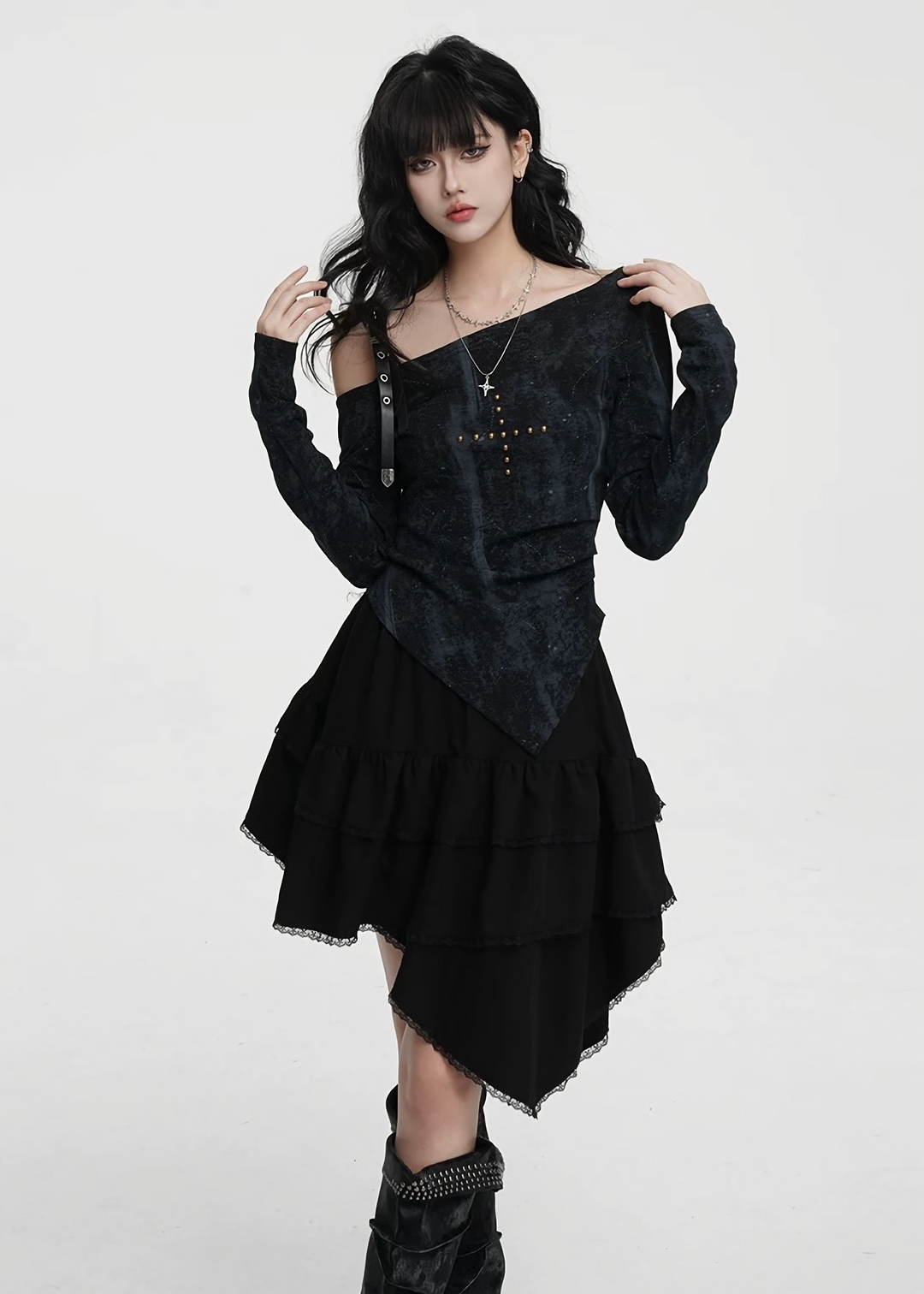 ASYMMETRIC SHOULDER CROSS TOP / LG1422