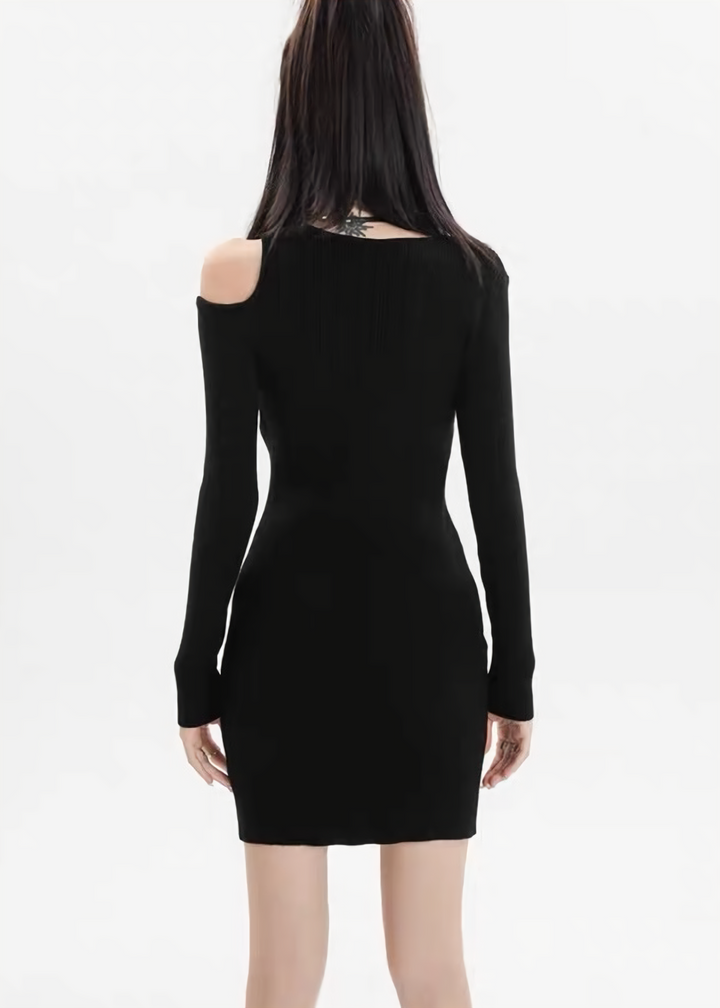 GOTHIC ONE SHOULDER KNIT DRESS / LG1363