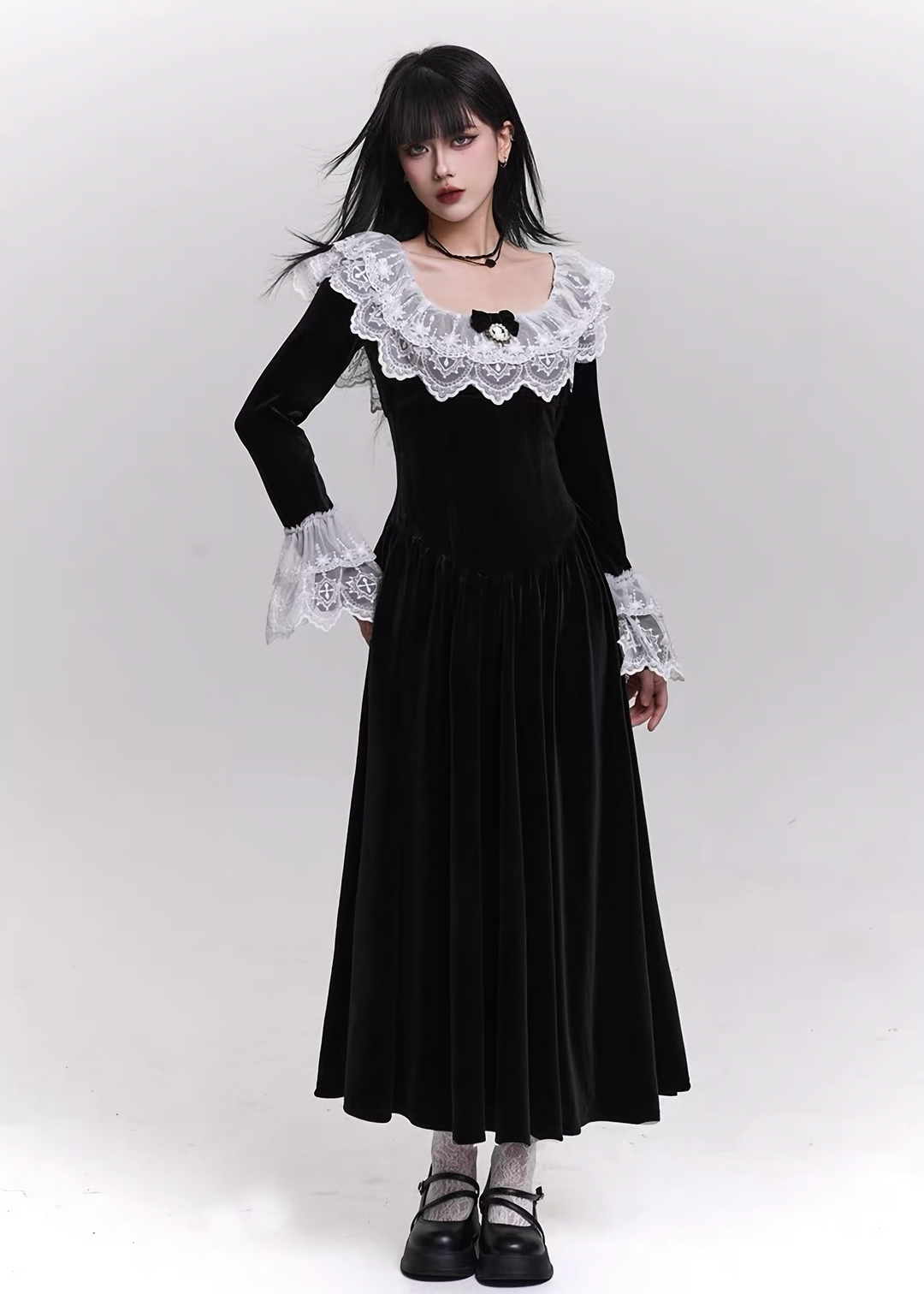 LUNA LACE VELVET DRESS / LG1465