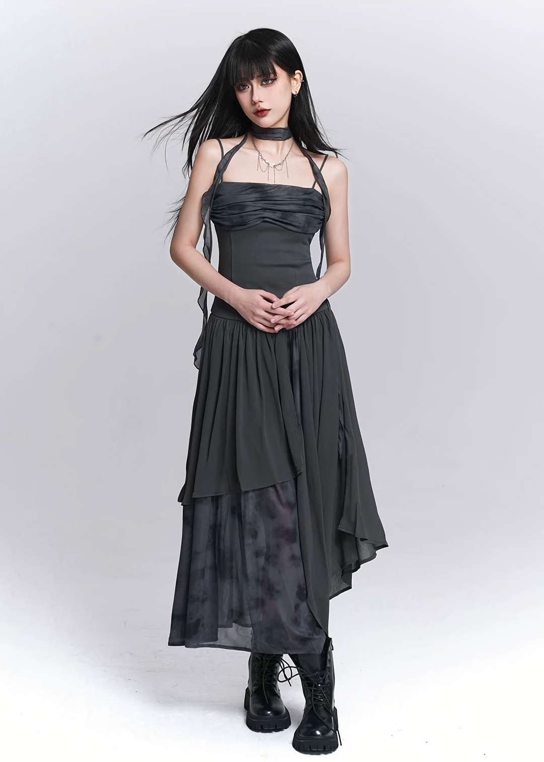 IRREGULAR LAYERED CHIFFON DRESS / LG1529