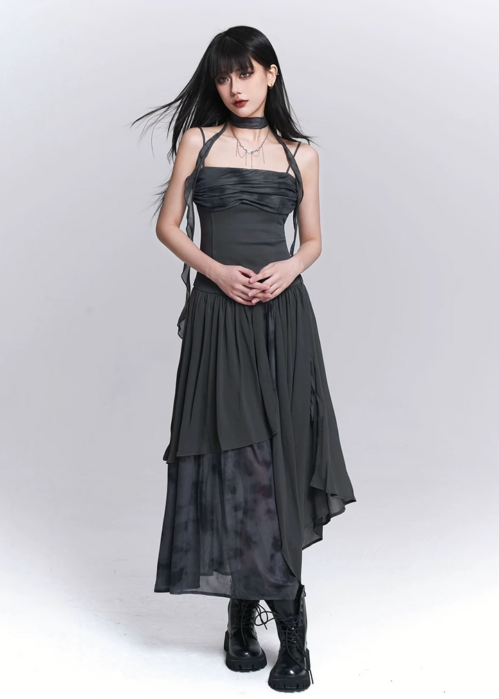 IRREGULAR LAYERED CHIFFON DRESS / LG1529