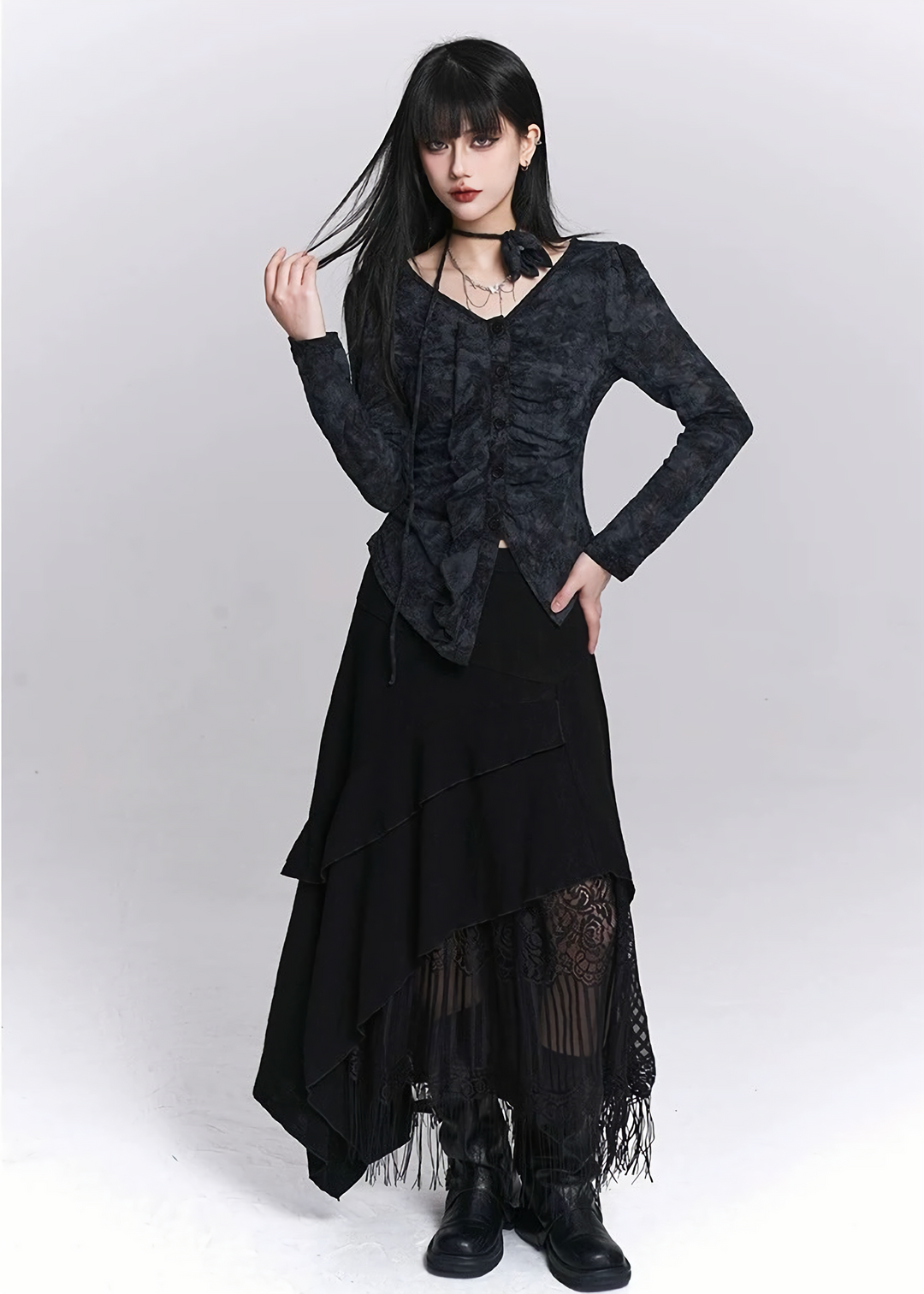 SMOKE DRAPE GOTHIC TOP / LG1530