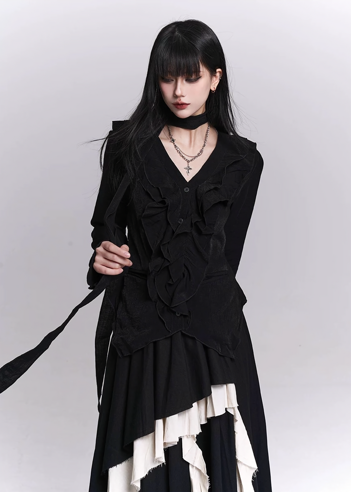 IRREGULAR FRILL LAYERED TOPS / LG1523_e4r
