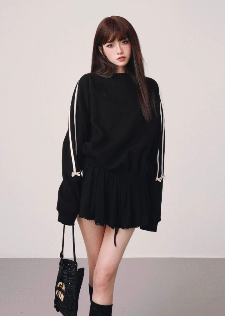 line ribbon sweatshirt / mu1120