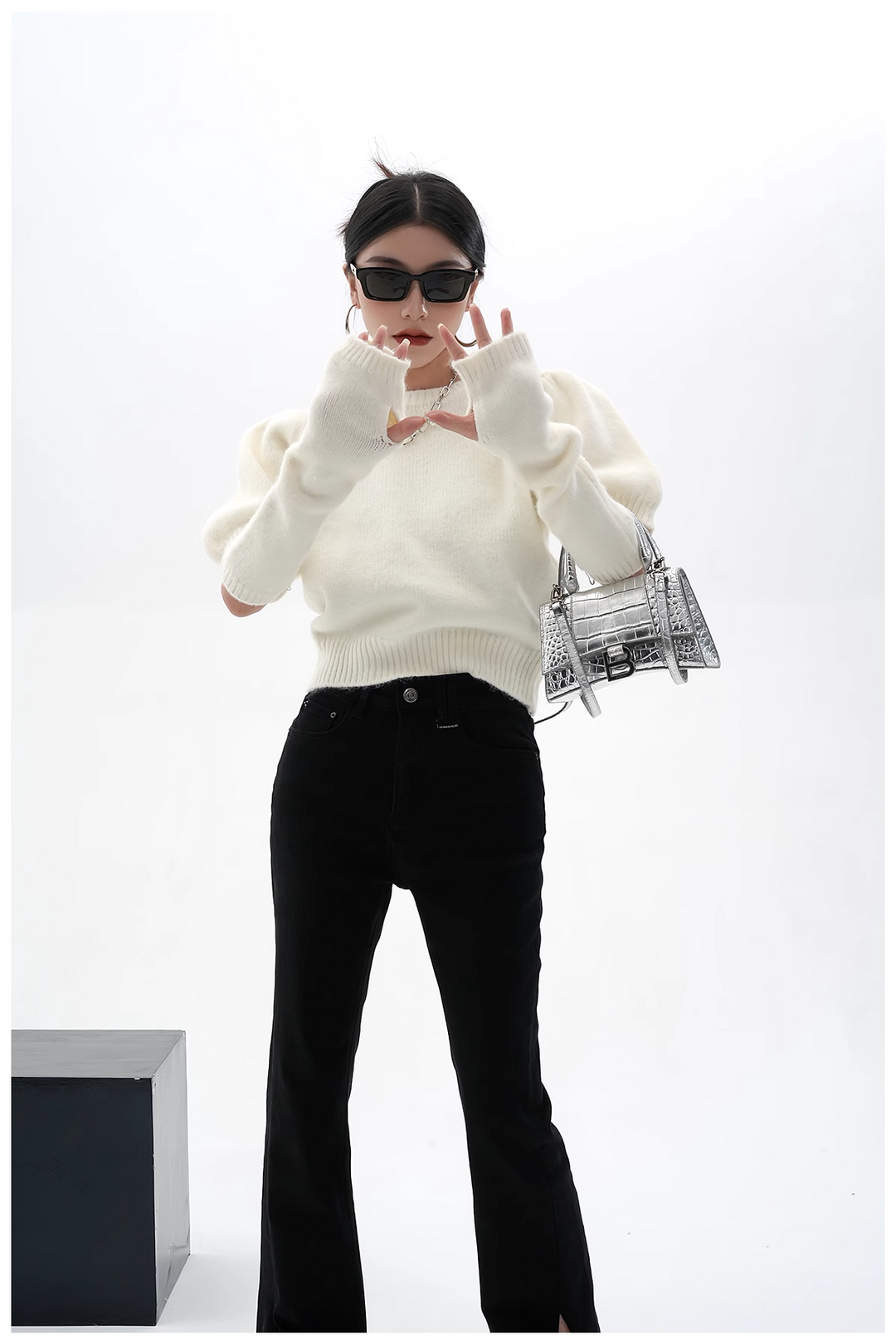 puff sleeve short sweater/sr1105