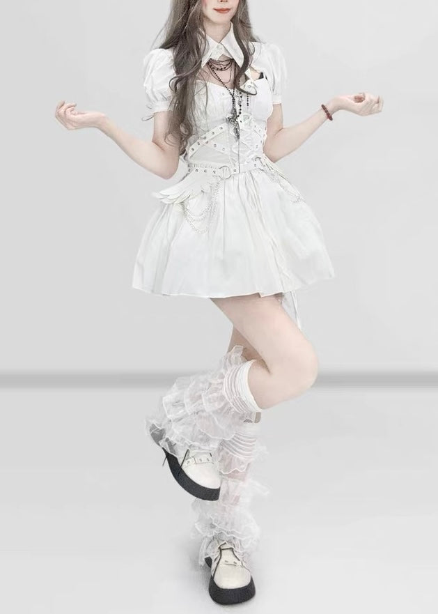 GOTHIC WHITE CORSET DRESS SET / LG1615