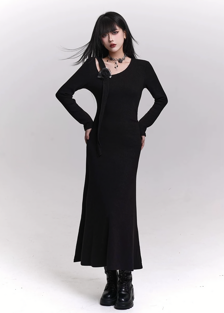 PETAL APPLIQUÉ LONG DRESS / LG1475