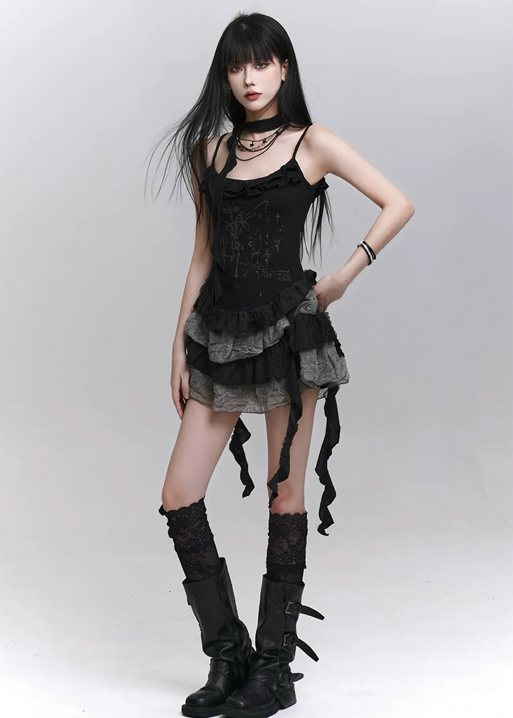Layered frill gothic camisole dress / LG1291 
