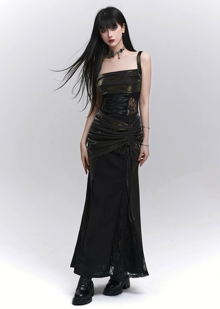 Shiny lace long dress / lg1272