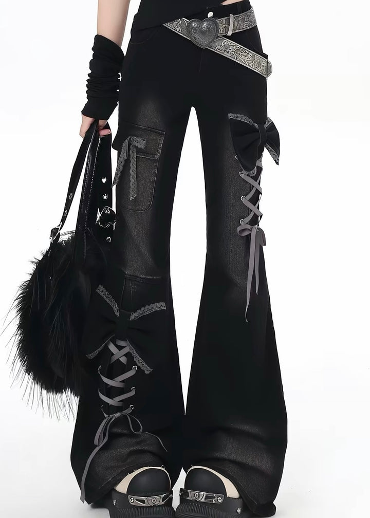 DARK RIBBON FLARE PANTS / LG1653