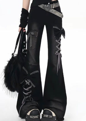 DARK RIBBON FLARE PANTS / LG1653