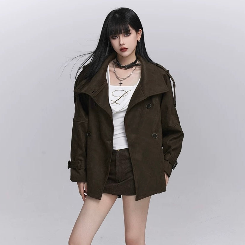 DOUBLE BUCKLE LEATHER CHOKER /A1138