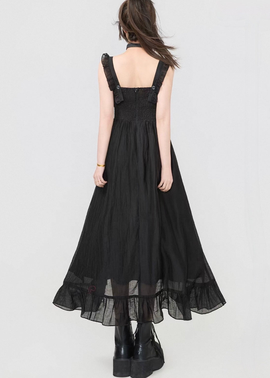 RIBBON FRILL HIGH-LOW DRESS / LG1598