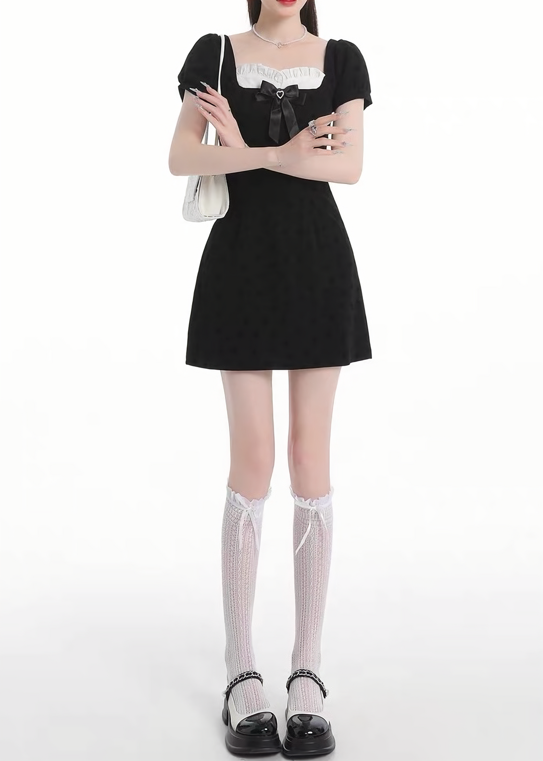 BLACK RIBBON DOLLY MINI DRESS / LG1629