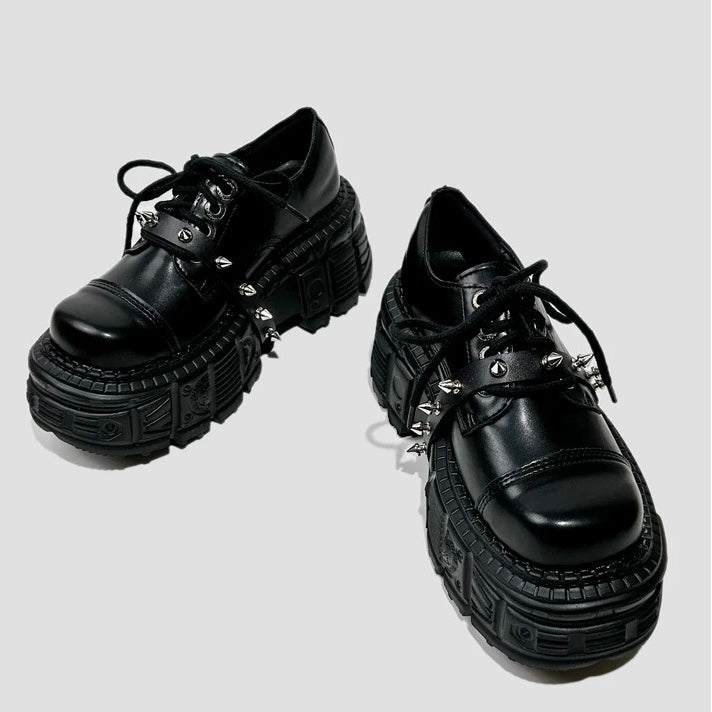 Platform Metal Lace Up Shoes / v1115