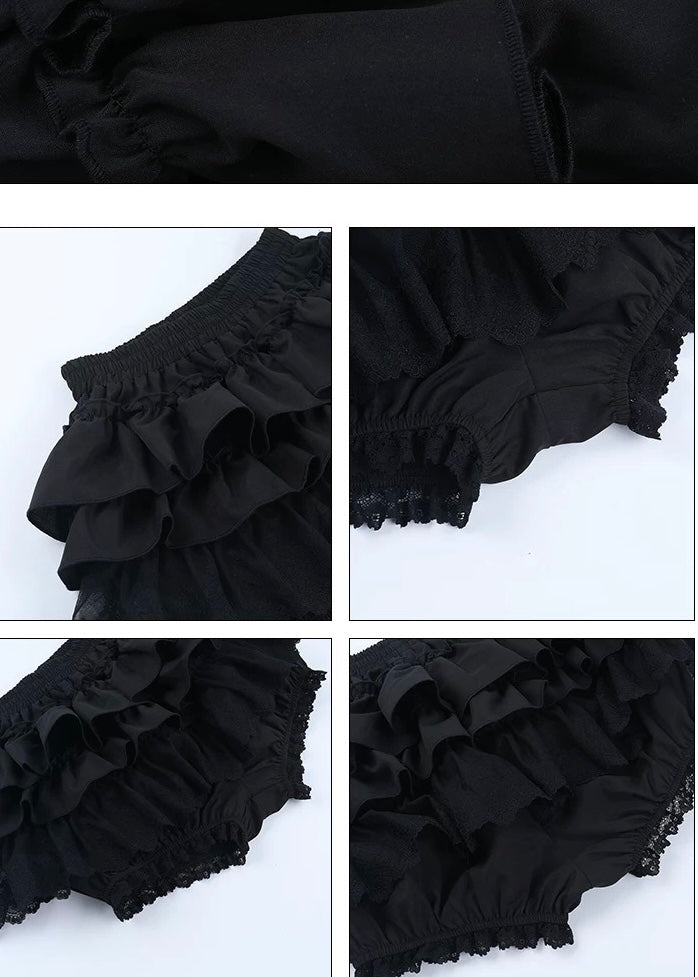 Dark ruffle lace hem skirt / LG1307_e4r