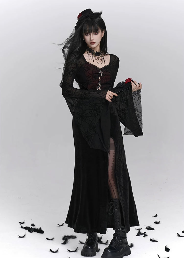 Dark Veil Gothic Long Dress / LG1409