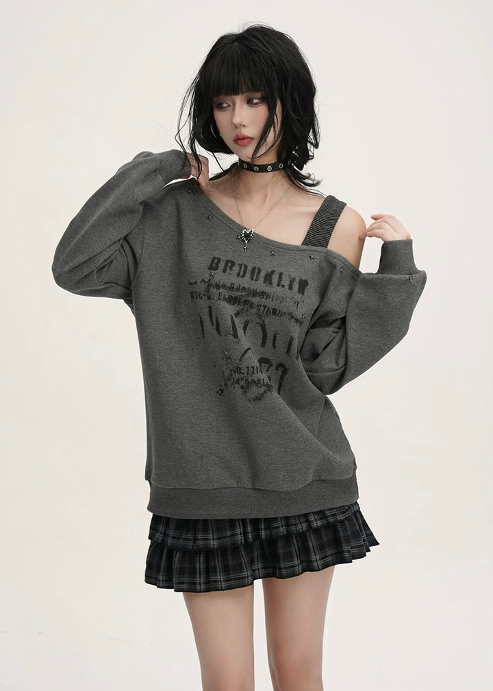 Vintage Print Loose Sweat / LG1380