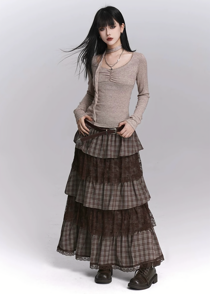 CHOKER GATHER TOPS/LG1416