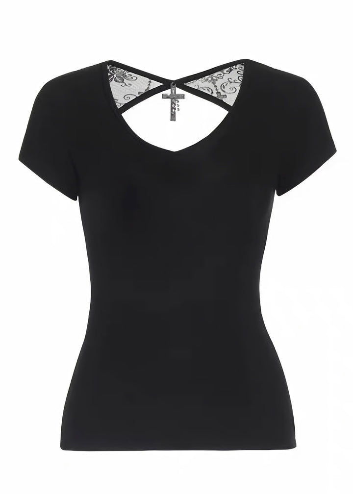GOTHIC CROSS LACE TOP / LG1638