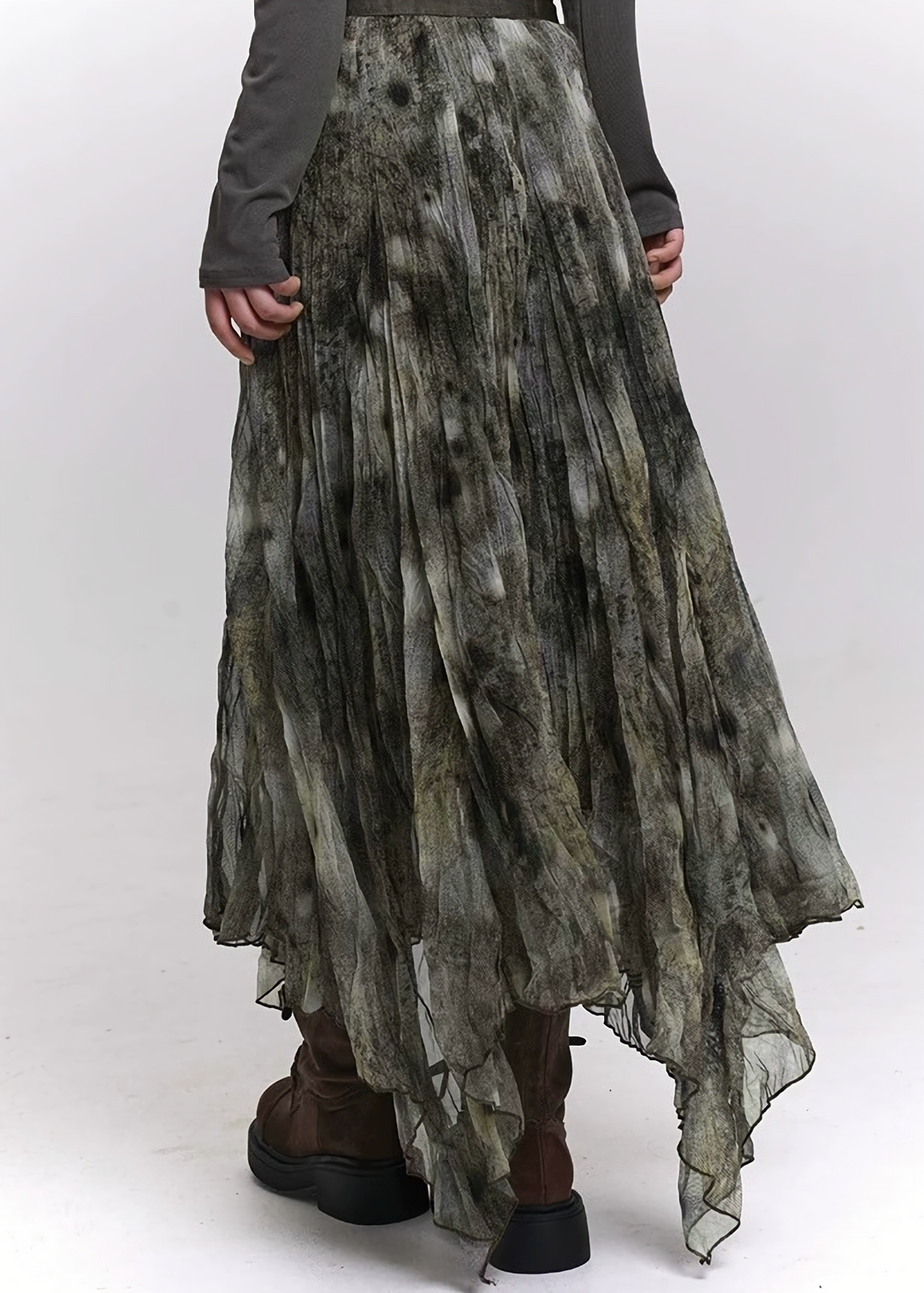 FADED TEXTURE SHEER MAXI SKIRT / LG1469