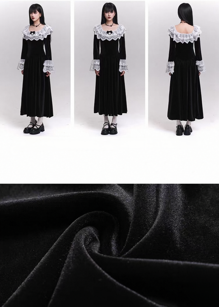 LUNA LACE VELVET DRESS / LG1465