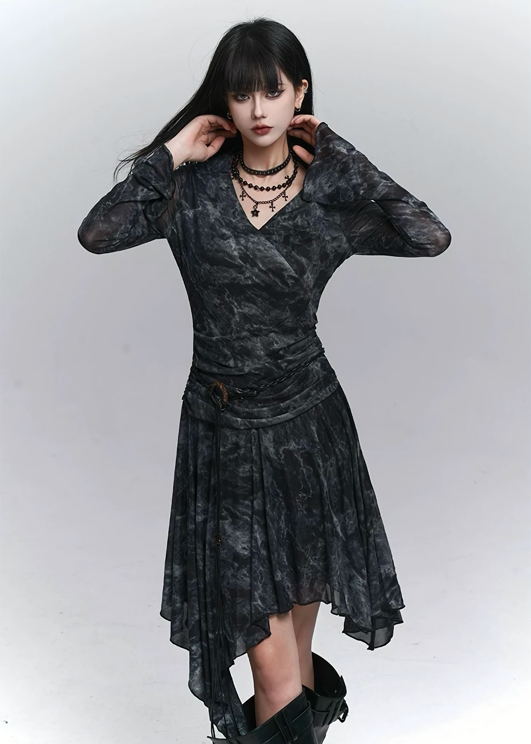GOTHIC MARBLE ASYMMETRIC ONE-PIECE / LG1418