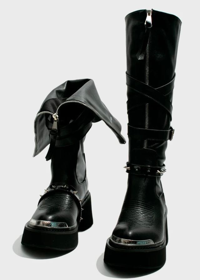 Rivet heavy metal high boots / v1111