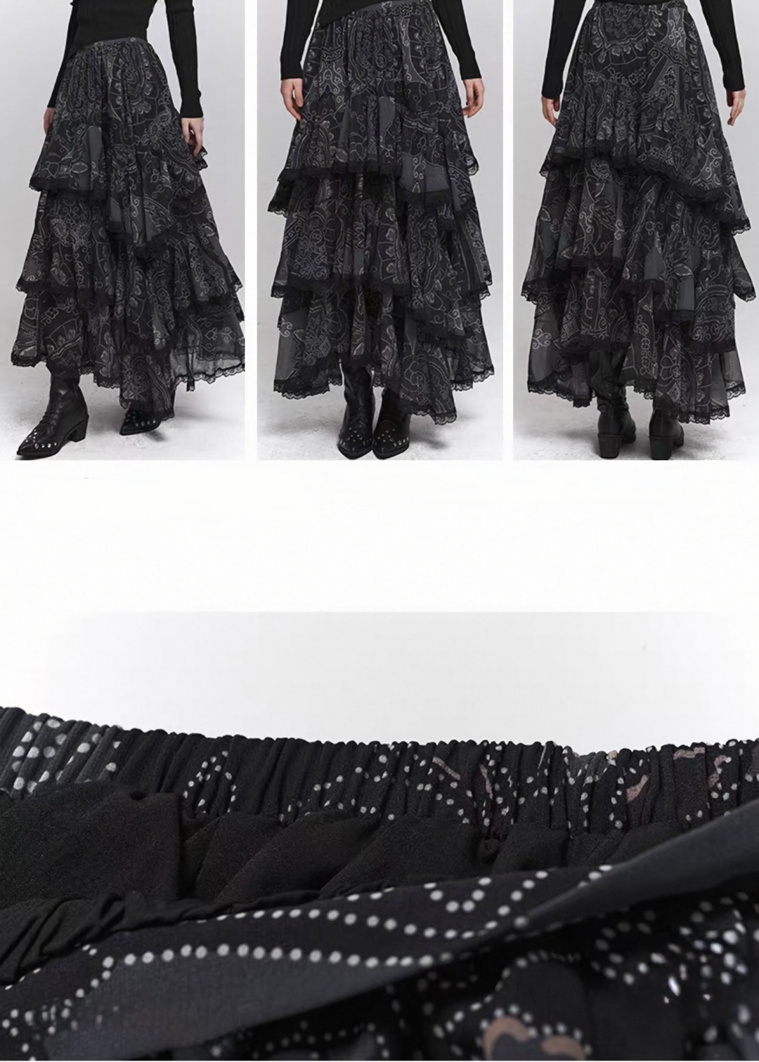 PAISLEY TIERED MIDI SKIRT / LG1499