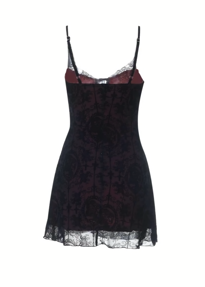 GOTHIC SHEER FLOCKY MINI DRESS / LG1565