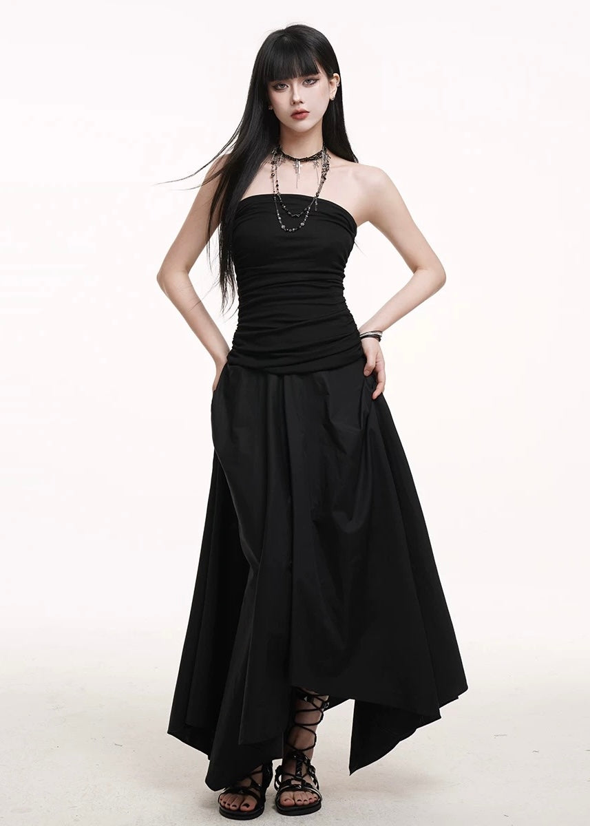 Tube top flare long dress / LG1248