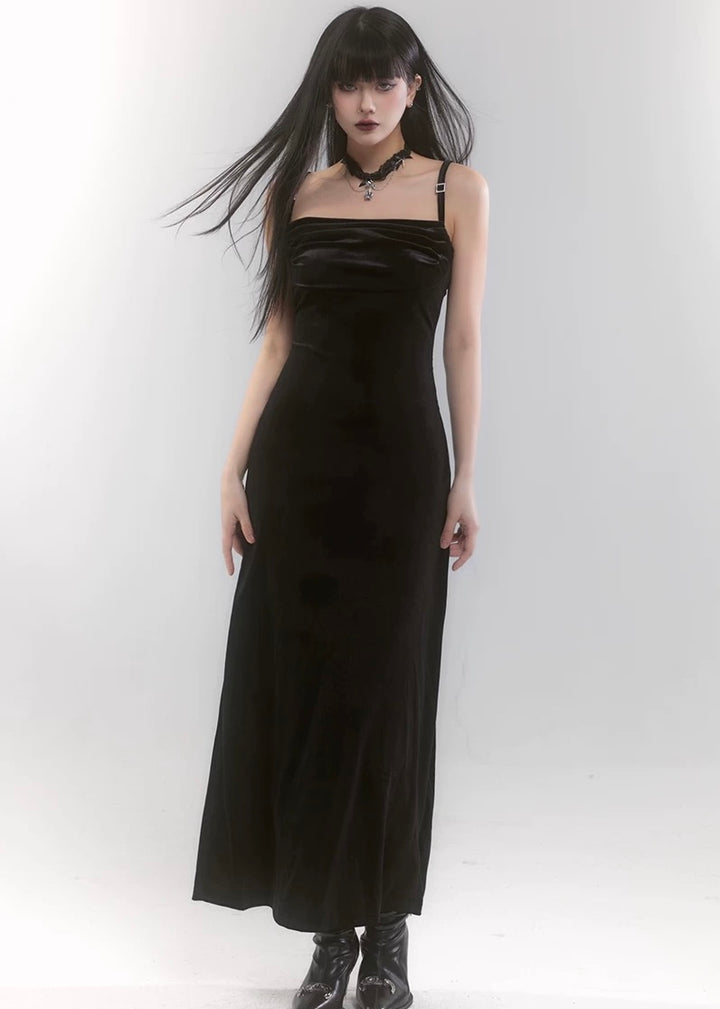 off shoulder velvet long dress / LG1194 