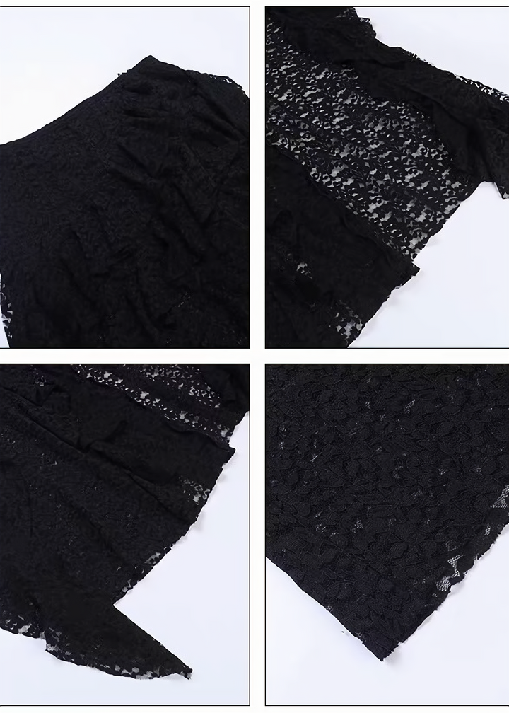 GOTHIC LACE OFF-SHOULDER TOPS &amp; SKIRT / LG1699