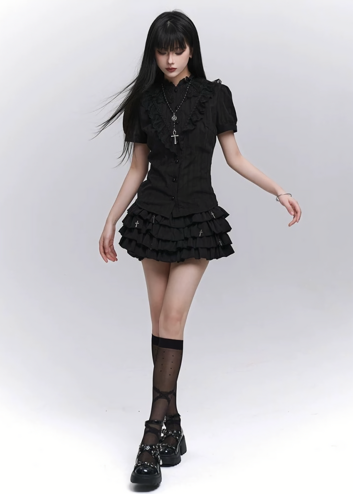 Celestial Cross Ribbon Blouse / LG1275_e4r
