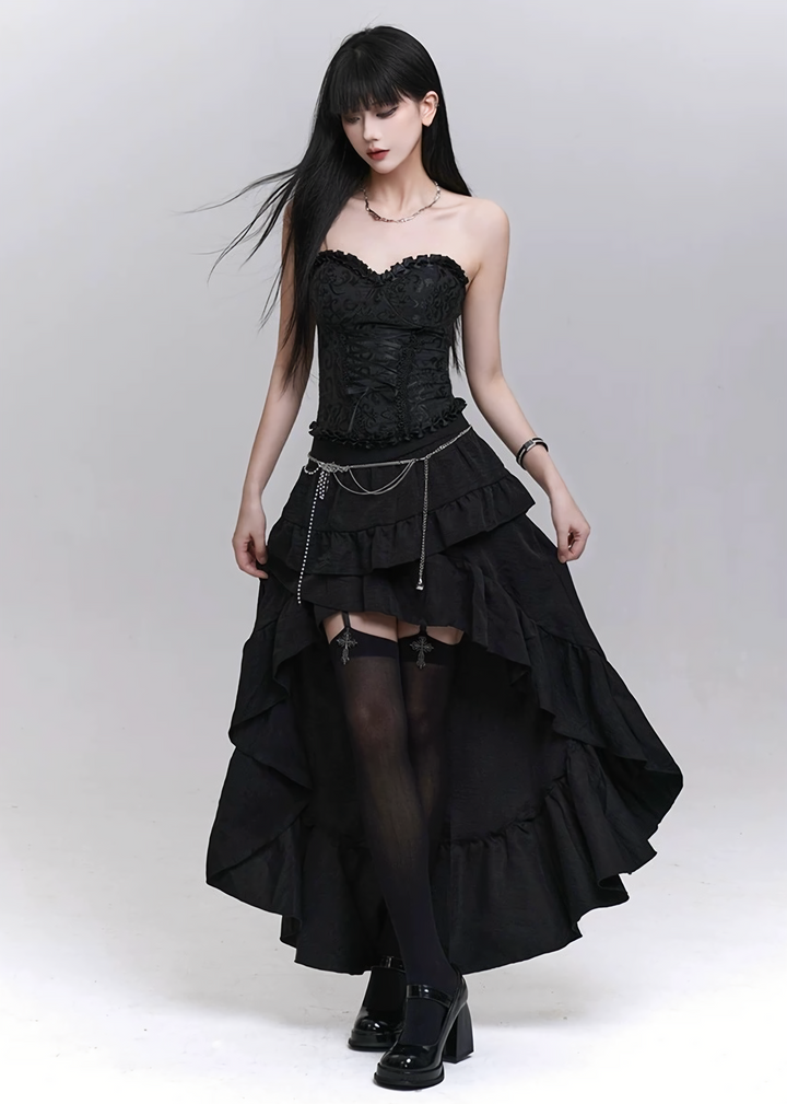 Gothic ribbon tube top / LG1298