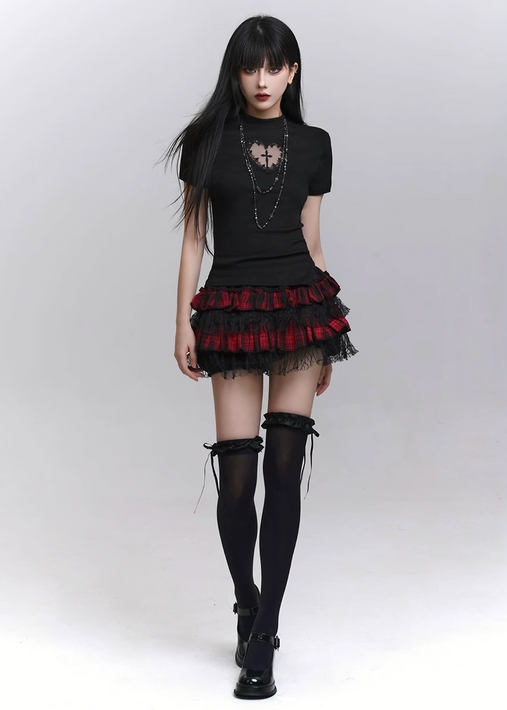 Heart See-Through x Cross Gothic Top / LG1294_e4r