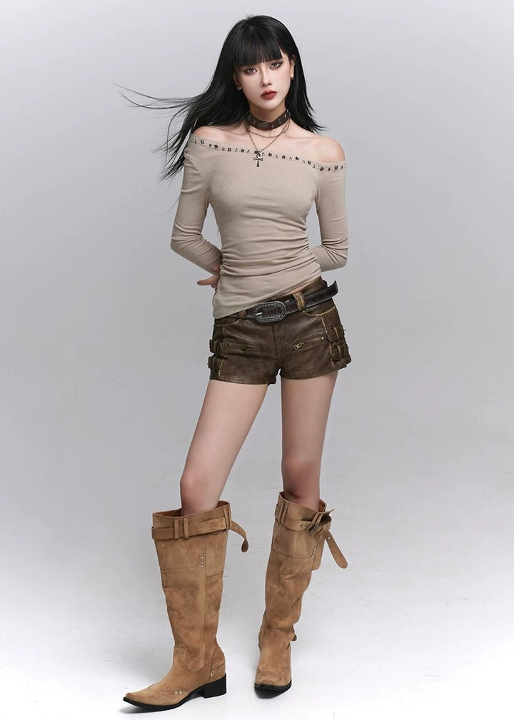 Dark Rebel Buckle Shorts / lg1343