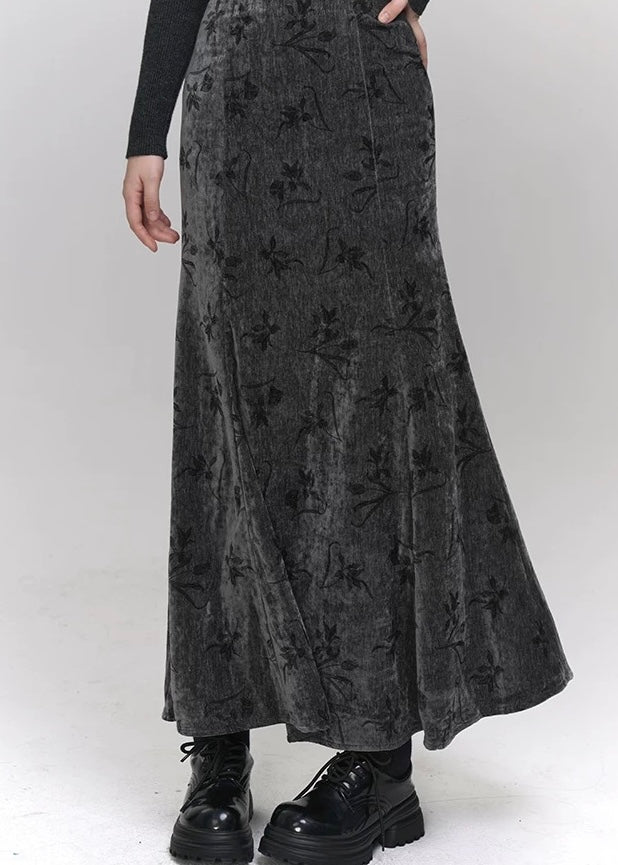 mermaid velvet long skirt / LG1158