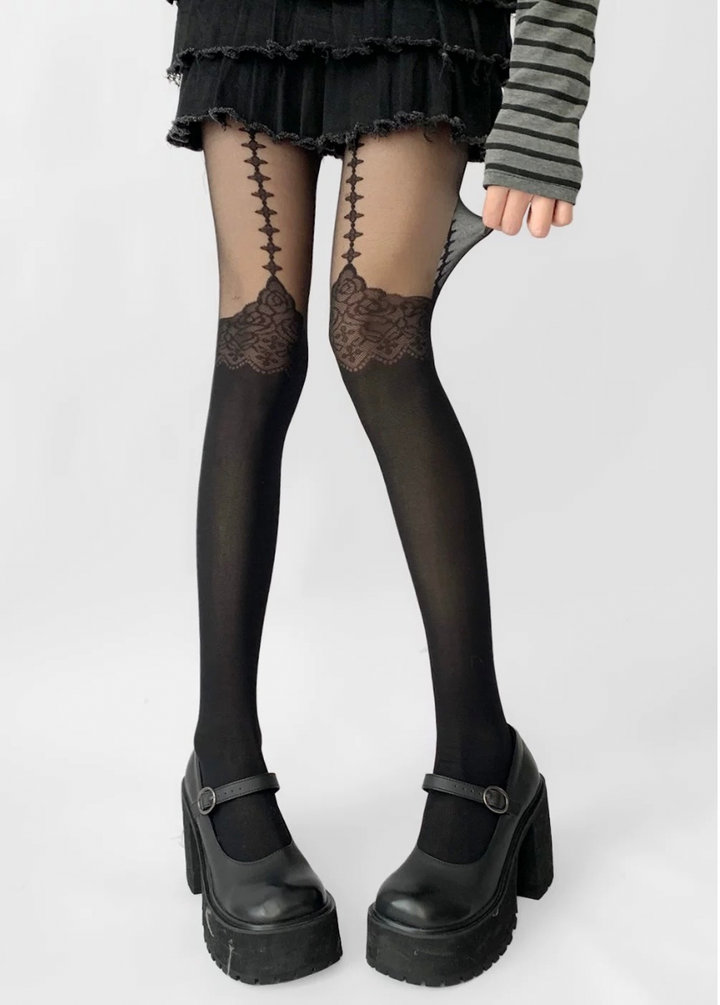 fishbone lace stockings / Y1109_e4r
