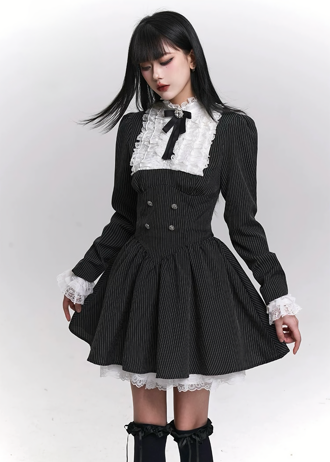 PINSTRIPE FRILL MINI ONE-PIECE / LG1450