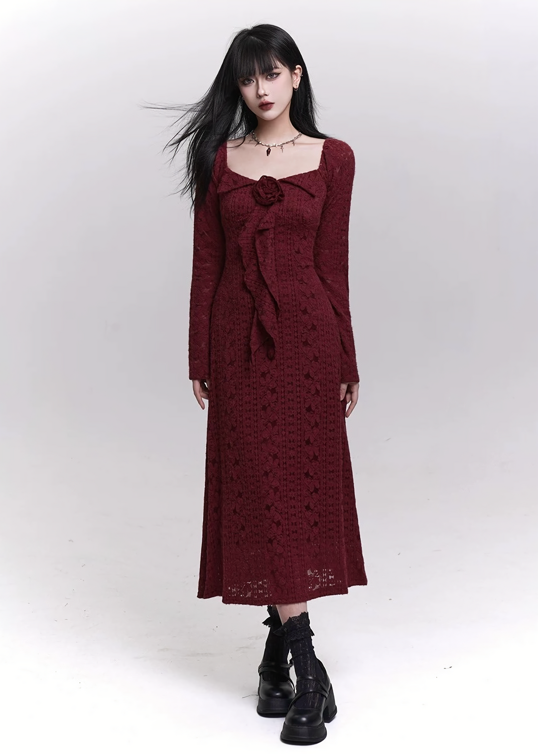 BLOOM ROSE LACE LONG DRESS / LG1474