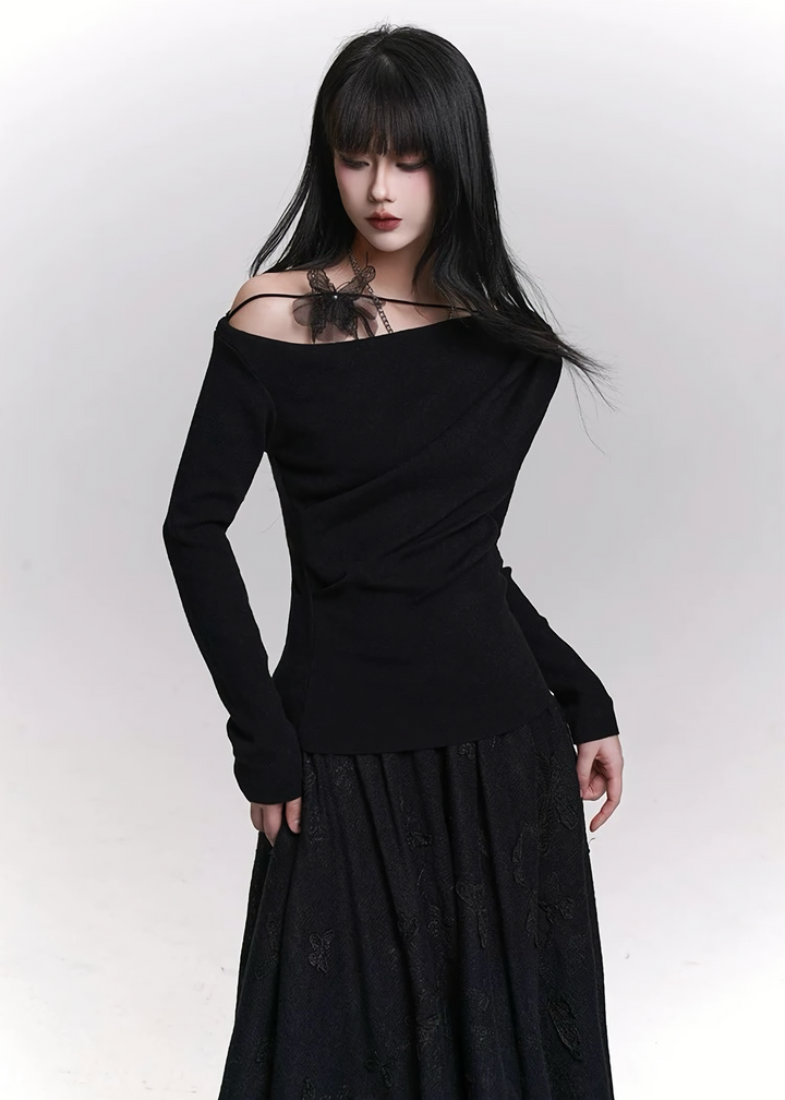 ASYMMETRIC STRAP OFF-SHOULDER TOP / LG1458