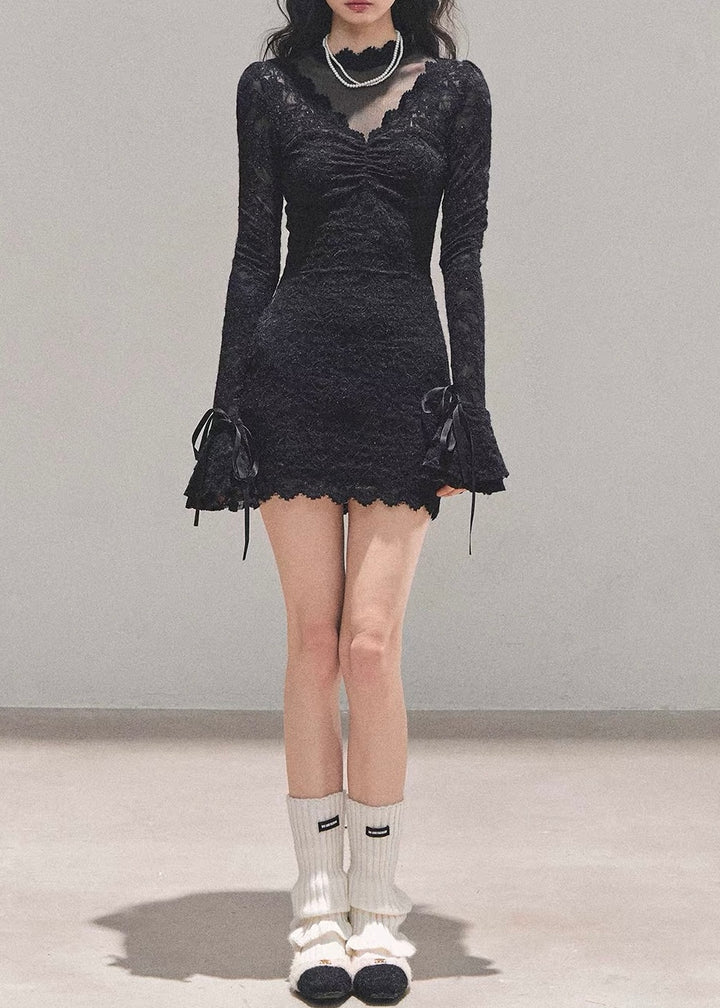 GOTHIC SHEER LACE MINI DRESS / LG1651