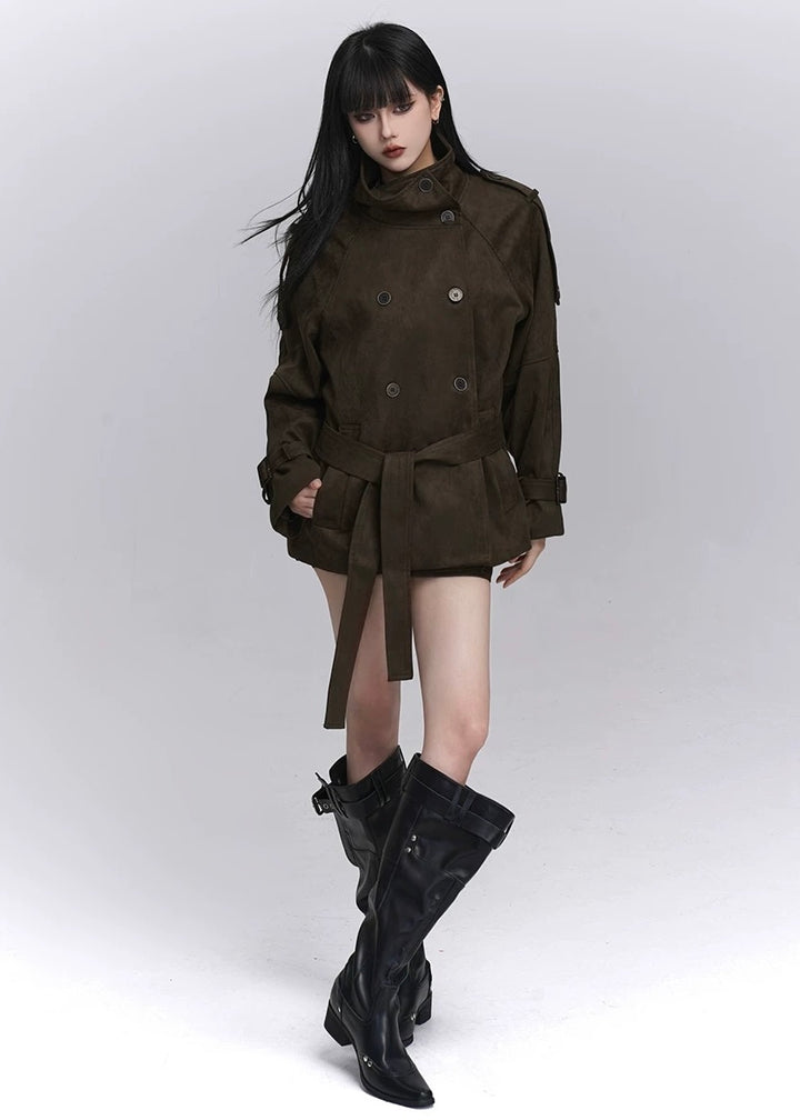 VELVET MILITARY SHORT TRENCH JACKET / LG1432